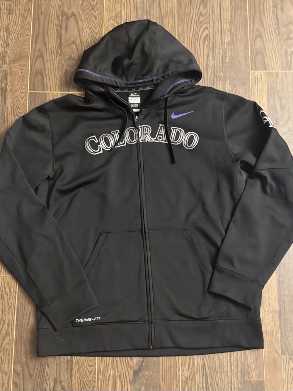 Vintage Nike Colorado Rockies MLB Therma-Fit Black Zip-Up Hoodie Jacket